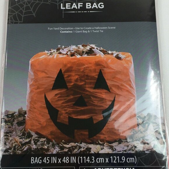Halloween Pumpkin Set 2 Leaf Trash Bags 45X48 Orange Yard Decor Jack-O-Lantern - Picture 1 of 1